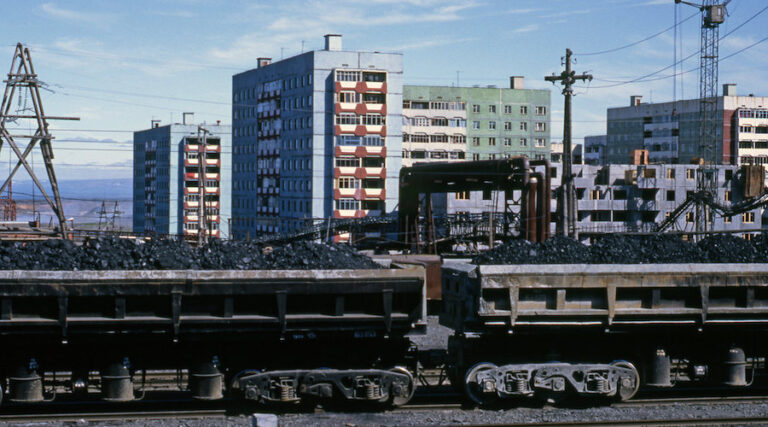 Norilsk, trains with nickel ore, North Siberia, Russia